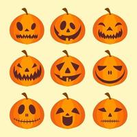 impostato zucca viso. il principale simbolo di il contento Halloween vacanza. arancia zucca con Sorridi per il tuo design per il vacanza Halloween. vettore illustrazione.