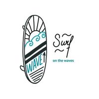 Surf su il onde. vettore illustrazione