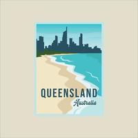 Queensland spiaggia manifesto minimalista vettore illustrazione modello grafico design. Australia isola punto di riferimento bandiera per viaggio o pubblicità