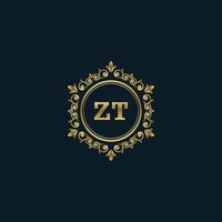 lettera zt logo con lusso oro modello. eleganza logo vettore modello.