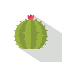 cactus con fiore icona, piatto stile vettore