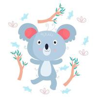 koala cartone animato personaggi adatto per figli di capi di abbigliamento disegni vettore