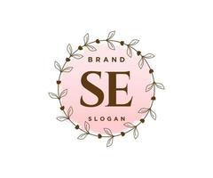 iniziale SE femminile logo. utilizzabile per natura, salone, terme, cosmetico e bellezza loghi. piatto vettore logo design modello elemento.
