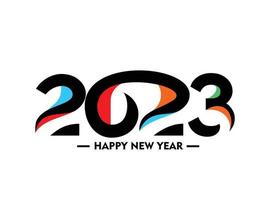 2023 contento nuovo anno testo tipografia design manifesto, modello, opuscolo, decorato, volantino, bandiera design. vettore