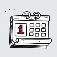 calendario pieghevole di doodle disegnato a mano con vettore di stile di arte del fumetto isolato