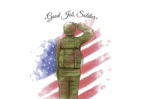 Acquerello Bandiera americana e veterano americano soldato vettore