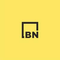 bn iniziale monogramma logo con piazza stile design vettore