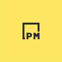 pm iniziale monogramma logo con piazza stile design vettore