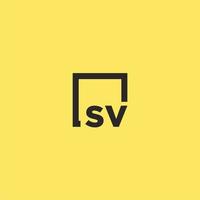 sv iniziale monogramma logo con piazza stile design vettore