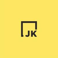 jk iniziale monogramma logo con piazza stile design vettore