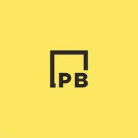 pb iniziale monogramma logo con piazza stile design vettore