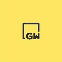 gw iniziale monogramma logo con piazza stile design vettore