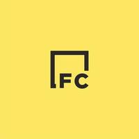 fc iniziale monogramma logo con piazza stile design vettore