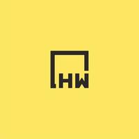 hw iniziale monogramma logo con piazza stile design vettore