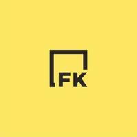 fk iniziale monogramma logo con piazza stile design vettore