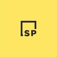 sp iniziale monogramma logo con piazza stile design vettore