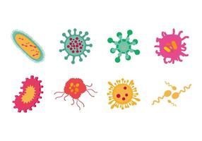 Vettore delle icone dei batteri e dei virus