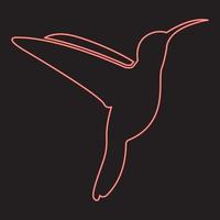 neon colibrì rosso colore vettore illustrazione Immagine piatto stile