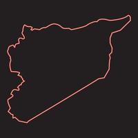 neon carta geografica di Siria rosso colore vettore illustrazione Immagine piatto stile