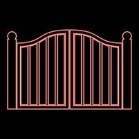 neon vecchio cancello rosso colore vettore illustrazione Immagine piatto stile
