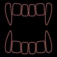 neon di vampiro denti rosso colore vettore illustrazione Immagine piatto stile
