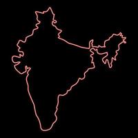 neon carta geografica di India rosso colore vettore illustrazione Immagine piatto stile