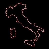 neon carta geografica di Italia rosso colore vettore illustrazione Immagine piatto stile