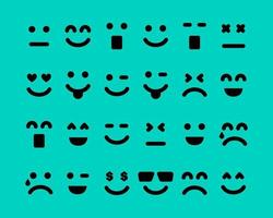 cartone animato facce con emozioni. impostato di venti quattro diverso emoticon. vettore illustrazione