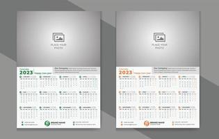 uno pagina parete calendario disegno, calendario disegno, 2023 calendario design vettore