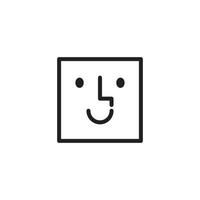 semplice viso emoticon, sorridente contento espressione. linea vettore illustrazione per profilo foto non a disposizione. simbolo icona per inteligente Telefono App o sito web.