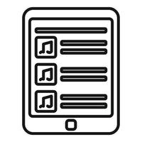 tavoletta elenco di riproduzione icona schema vettore. canzone elenco App vettore