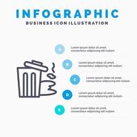 ambiente spazzatura inquinamento spazzatura linea icona con 5 passaggi presentazione infografica sfondo vettore