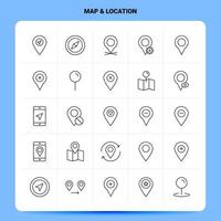 schema 25 carta geografica Posizione icona impostato vettore linea stile design nero icone impostato lineare pittogramma imballare ragnatela e mobile attività commerciale idee design vettore illustrazione