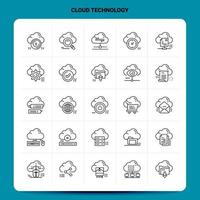 schema 25 nube tecnologia icona impostato vettore linea stile design nero icone impostato lineare pittogramma imballare ragnatela e mobile attività commerciale idee design vettore illustrazione