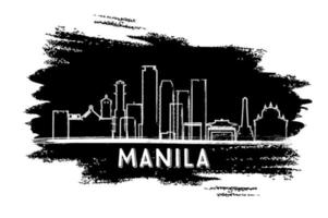 manila Filippine orizzonte silhouette. mano disegnato schizzo. vettore