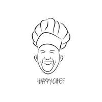 illustrazione Sorridi Grasso capocuoco personaggio logo design per forno ristorante icona vettore