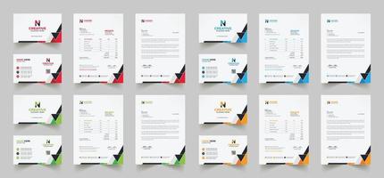 aziendale il branding identità design include attività commerciale carta, fatture, carta intestata disegni, e moderno Stazionario confezioni con astratto modelli vettore