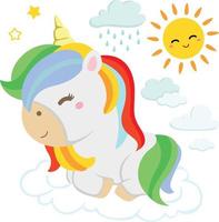 arcobaleno unicorno vettore clipart illustrazioni