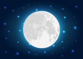 pieno Luna su buio blu notte cielo vettore