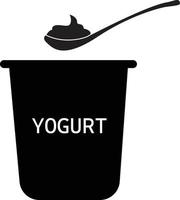 Yogurt con cucchiaio icona su bianca sfondo. latte cartello. Yogurt simbolo. piatto stile. vettore