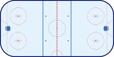 vuoto schema di ghiaccio hockey pista con osservanza di standard proporzioni, con marcature, vettore isolato.