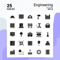 25 ingegneria icona impostato 100 modificabile eps 10 File attività commerciale logo concetto idee solido glifo icona design vettore