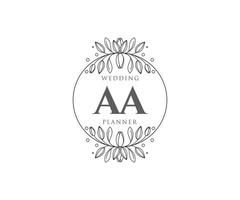 aa iniziali lettera nozze monogramma loghi collezione, mano disegnato moderno minimalista e floreale modelli per invito carte, Salva il Data, elegante identità per ristorante, boutique, bar nel vettore