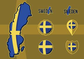 Mappa di bandiera della Svezia vettore
