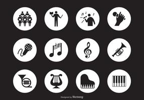 Icone nere di vettore della siluetta di prestazione musicale