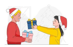 bambini felicemente scambio loro Natale i regali con ogni altro vettore