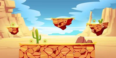 gioco piattaforma cartone animato deserto paesaggio, ui design vettore