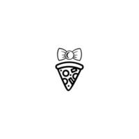 Pizza fetta. Pizza fetta con collare. cartone animato etichetta nel comico stile con contorno. comico stile logo con contorno. moderno piatto magro linea stile vettore illustrazione