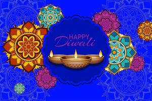 sfondo con pantern mandala per felice festival di diwali vettore
