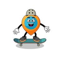 posizione simbolo mascotte giocando uno skateboard vettore